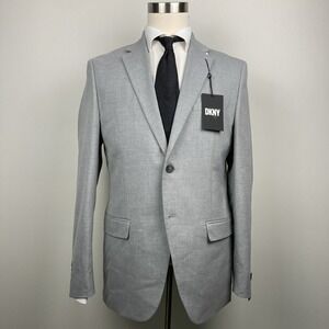 Dkny Mens Modern fit Suit Jacket Blazer 41 R Light Grey Solid Stretch